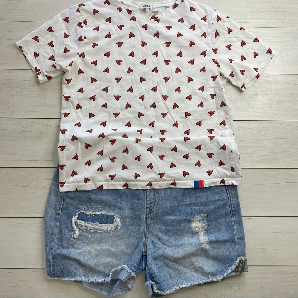 KULE White Short Sleeve Tee with Red Heart Print - Picture 9 of 9